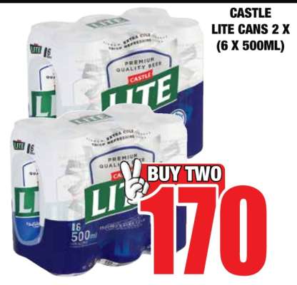 CASTLE LITE CANS 2 X (6 X 500ML)