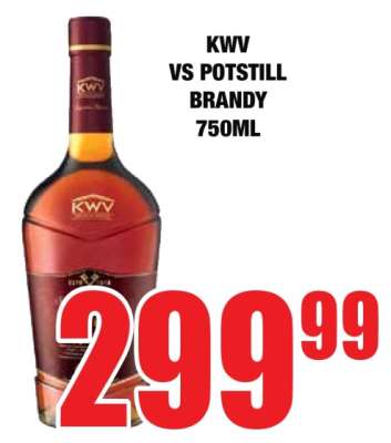 KWV VS POTSTILL BRANDY 750ML
