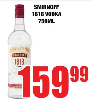 SMIRNOFF 1818 VODKA 750ML