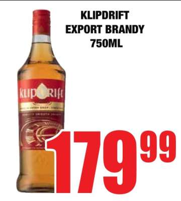KLIPDRIFT EXPORT BRANDY 750ml