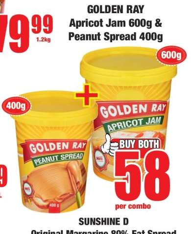 GOLDEN RAY Apricot Jam 600g & Peanut Spread 400g