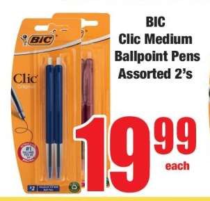 BIC Clic Medium Ballpoint Pens Assorted 2's