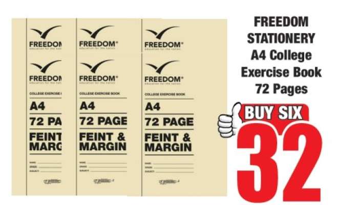 FREEDOM STATIONERY A4 College Exercise Book 72 Pages
