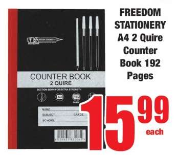 FREEDOM STATIONERY A4 2 Quire Counter Book 192 Pages