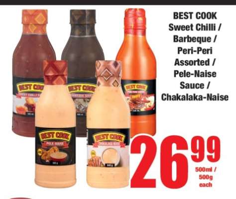 BEST COOK Sweet Chilli / Barbeque / Peri-Peri Assorted / Pele-Naise Sauce / Chakalaka-Naise