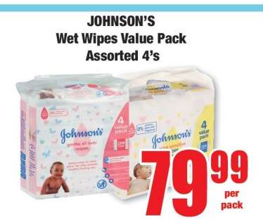 JOHNSON’S Wet Wipes Value Pack Assorted 4’s