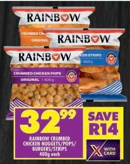 RAINBOW CRUMBED CHICKEN NUGGETS/POPS/BURGERS/STRIPS