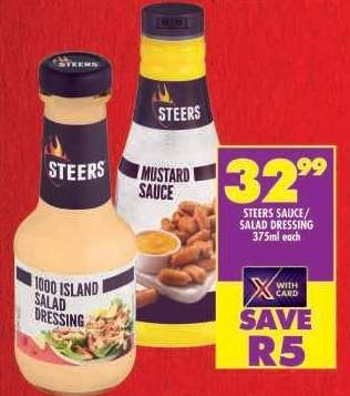 STEERS SAUCE / SALAD DRESSING 375ml each