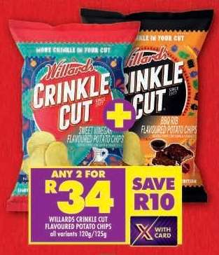 WILLARDS CRINKLE CUT FLAVOURED POTATO CHIPS