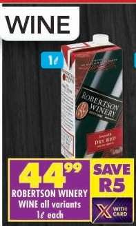 ROBERTSON WINERY WINE all variants