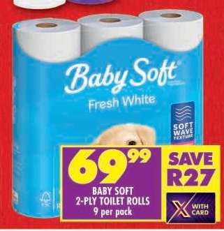 Baby Soft 2-Ply Toilet Rolls 9 per pack