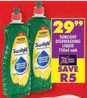 SUNLIGHT DISHWASHING LIQUID 750ml each