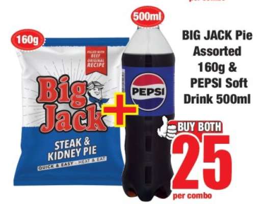 BIG JACK Pie Assorted 160g & PEPSI Soft Drink 500ml