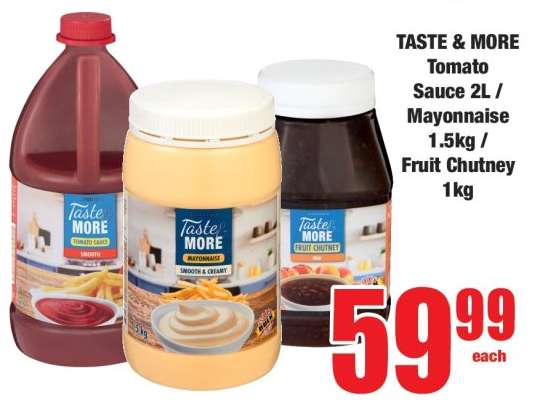TASTE & MORE Tomato Sauce 2L / Mayonnaise 1.5kg / Fruit Chutney 1kg