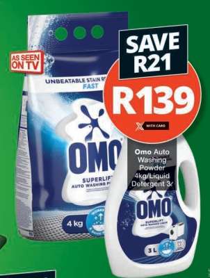 Omo Auto Washing Powder 4kg/Liquid Detergent 3L