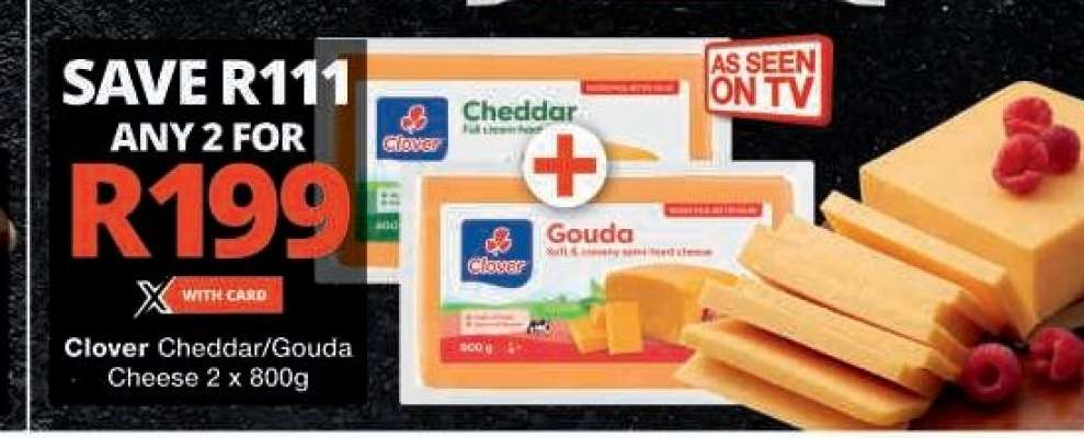 Clover Cheddar/Gouda Cheese 2 x 800g