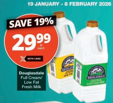 Douglasdale Full Cream/Low Fat Fresh Milk