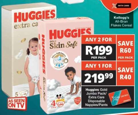 Huggies Gold Jumbo Pack/Extra Care Disposable Nappies/Pants