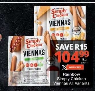 Rainbow Simply Chicken Viennas All Variants