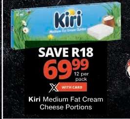 Kiri Medium Fat Cream Cheese Portions