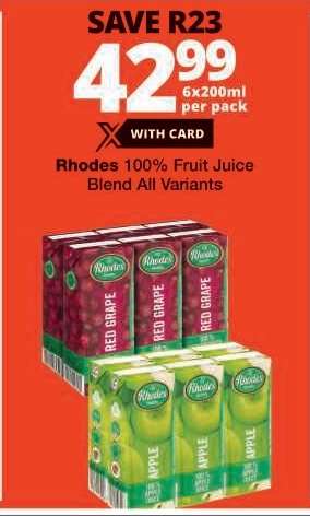 RHODES 100% FRUIT JUICE BLEND all variants