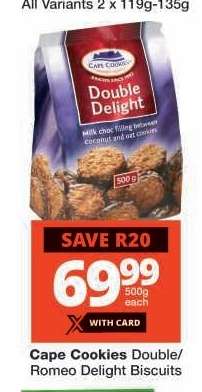 Cape Cookies Double/Romeo Delight Biscuits