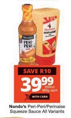 Nando's Peri-Peri/Perinaise Squeeze Sauce All Variants