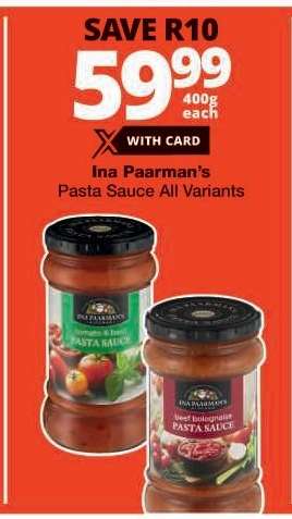 Ina Paarman's Pasta Sauce All Variants