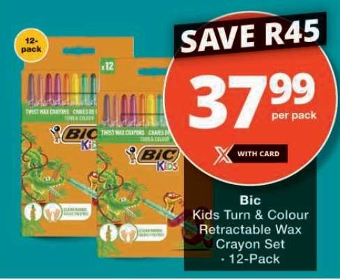 Bic Kids Turn & Colour Retractable Wax Crayon Set