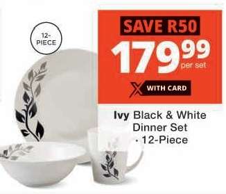 Ivy Black & White Dinner Set