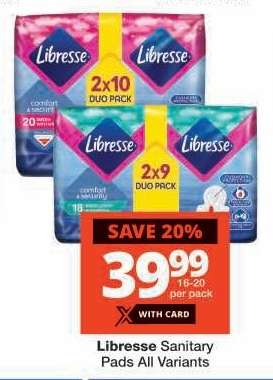 LIBRESSE SANITARY PADS all variants