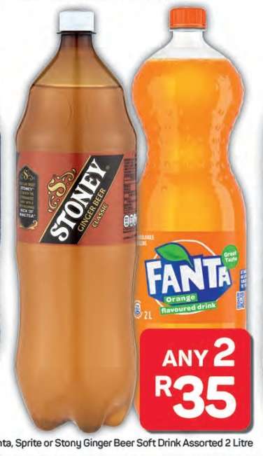 Fanta, Sprite or Stoney Ginger Beer Soft Drink