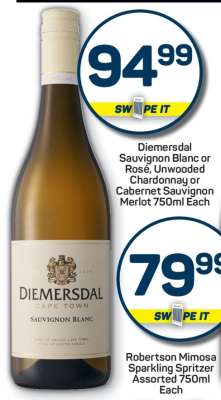 Diemersdal Sauvignon Blanc or Rosé, Unwooded Chardonnay or Cabernet Sauvignon Merlot 750ml Each