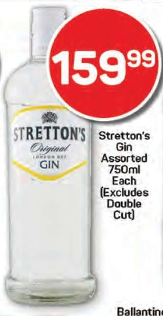 Stretton's Gin Assorted 750ml Each (Excludes Double Cut)