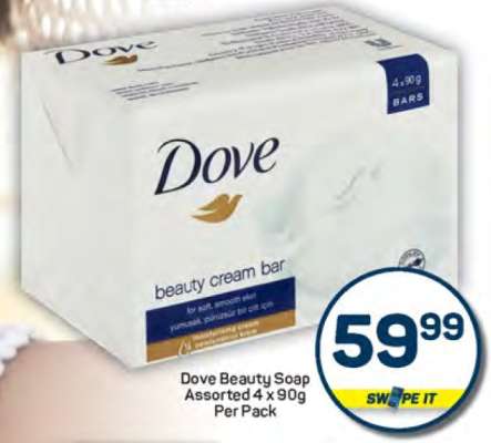 Dove Beauty Soap Assorted 4 x 90g Per Pack