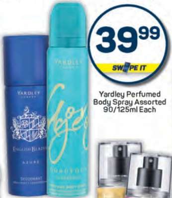 Yardley Perfumed Body Spray Assorted 90-125ml Each