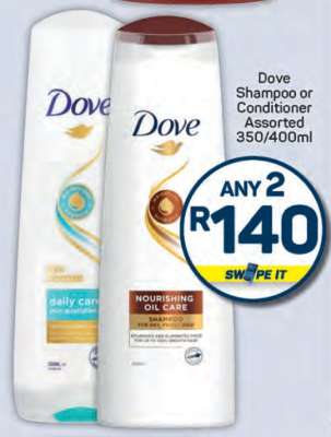 Dove Shampoo or Conditioner Assorted 350/400ml