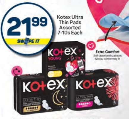 Kotex Ultra Thin Pads Assorted 7-10s Each