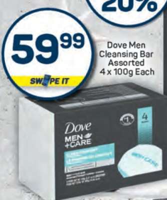Dove Men Cleansing Bar Assorted 4 x 100g Each
