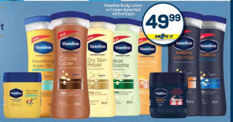 Vaseline Body Lotion Or Cream Assorted-400ml Each