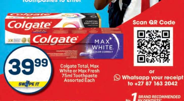 Colgate Total, Max White or Max Fresh 75ml Toothpaste Assorted Each