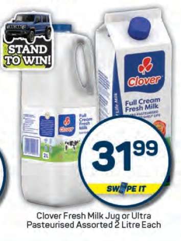 Clover Fresh Milk Jug or Ultra Pasteurised Assorted 2 Litre Each