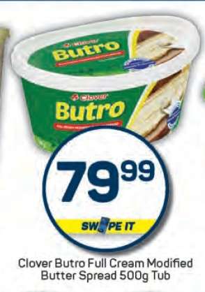 Clover Butro Full Cream Modified Butter Spread 500g Tub