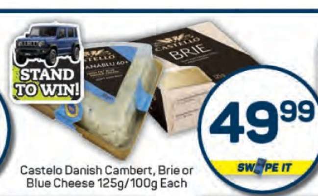 Castelo Danish Cambert, Brie or Blue Cheese 125g/100g Each