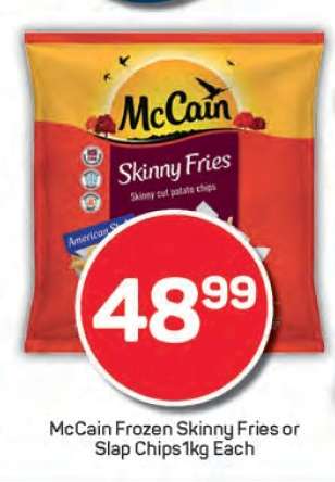 McCain Frozen Skinny Fries or Slap Chips 1kg Each