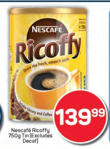 Nescafé Ricoffy 750g Tin (Excludes Decaf)