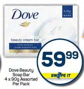 Dove Beauty Soap Bar 4 x 90g Assorted Per Pack
