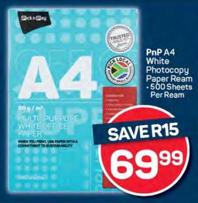 PnP A4 White Photocopy Paper Ream