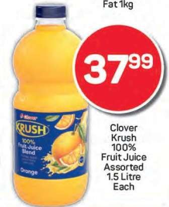 Clover Krush 100% Fruit Juice Assorted