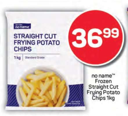 no name™ Frozen Straight Cut Frying Potato Chips 1kg